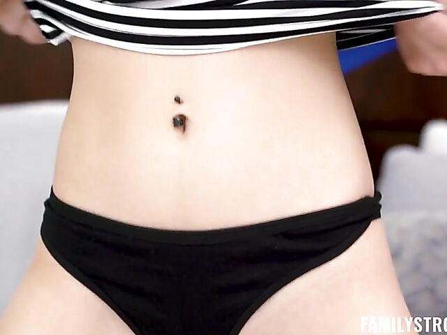 Small tits teen Dakota Burns gets her shaved snatch fingered and fucked by her step-uncle