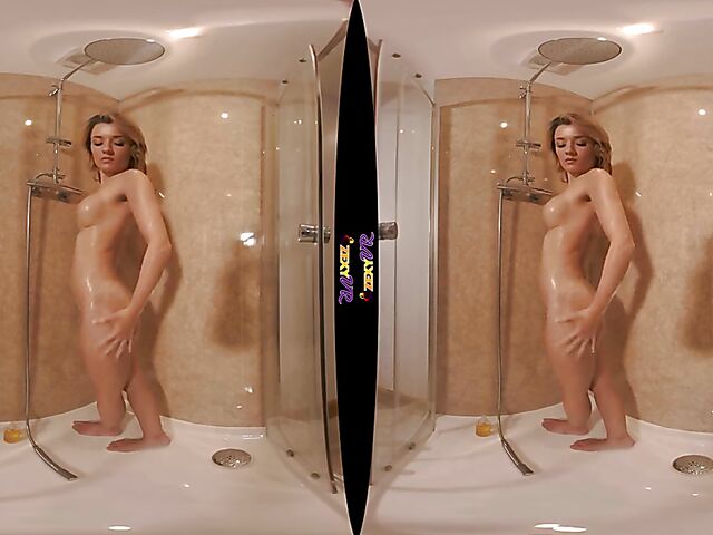 VR 3D shower solo with good looking Chelsea Essex