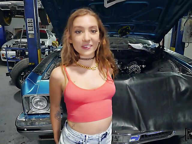 Stranded teen Bailey Base fucking the help from your point of view