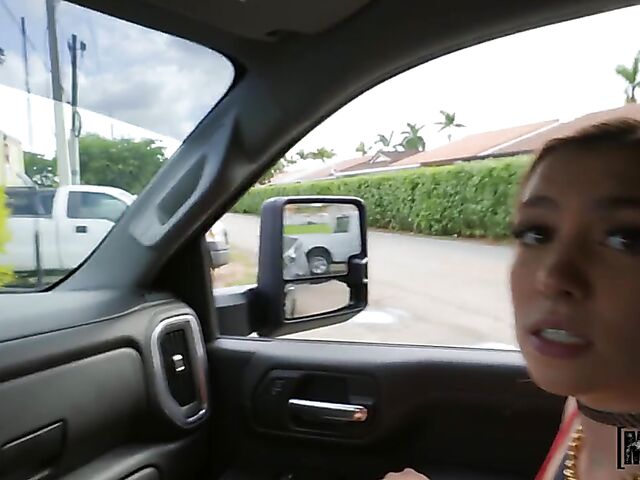 Stranded teen Bailey Base fucking the help from your point of view