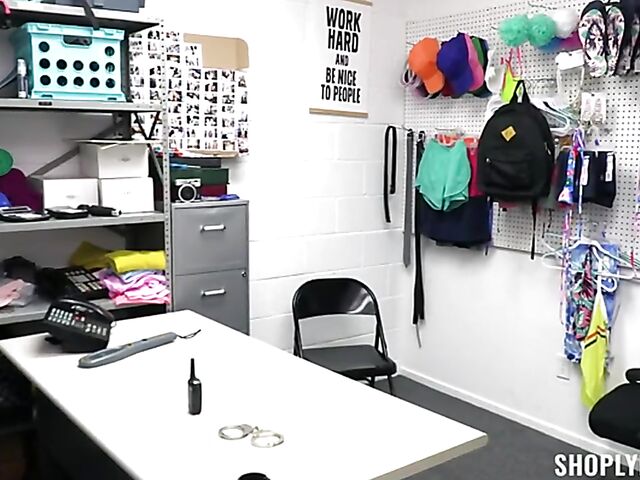 Masked girl burglar Sky Pierce stripped naked and fucked