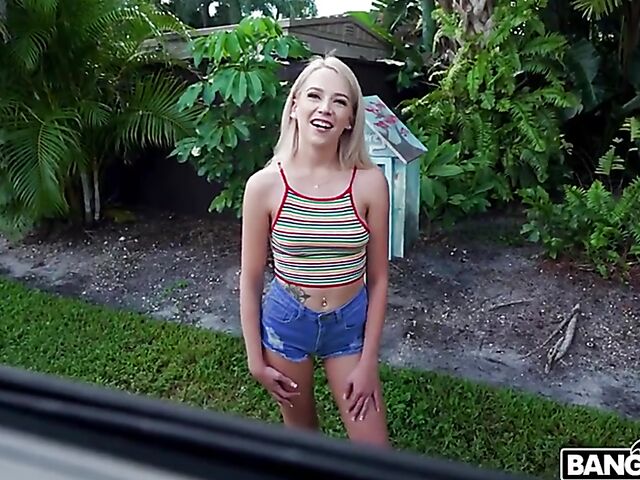 Teen blonde Madison Summers gets picked up and fucked in a van for money