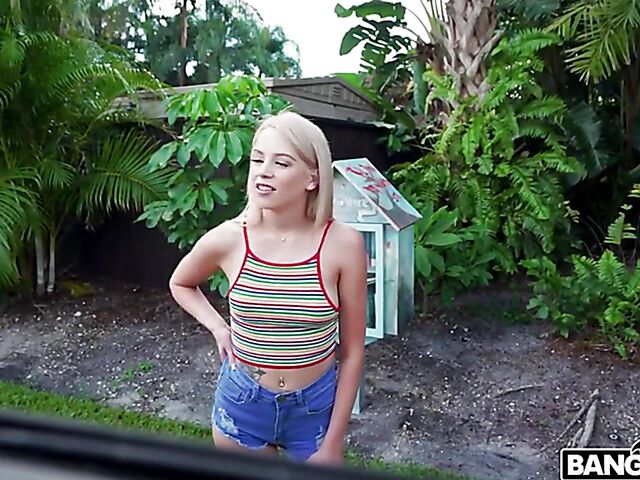 Teen blonde Madison Summers gets picked up and fucked in a van for money