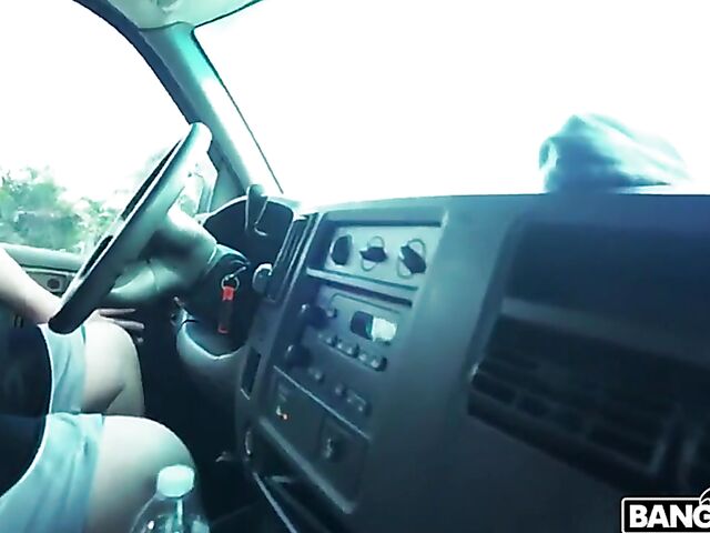 Teen blonde Madison Summers gets picked up and fucked in a van for money