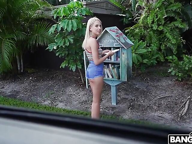 Teen blonde Madison Summers gets picked up and fucked in a van for money