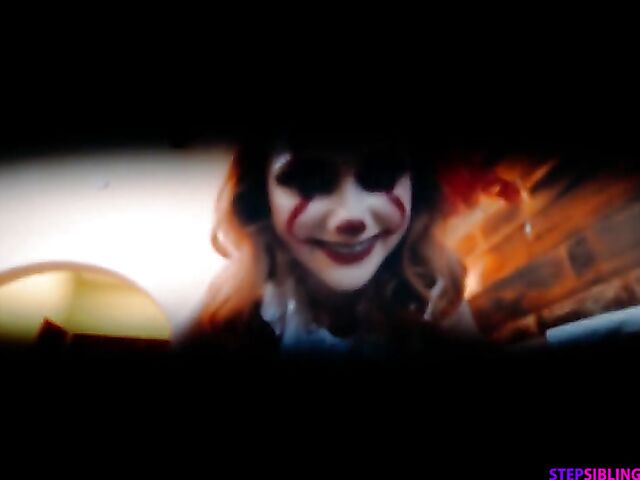 Clown fucking with flat chested teen Scarlet Skies