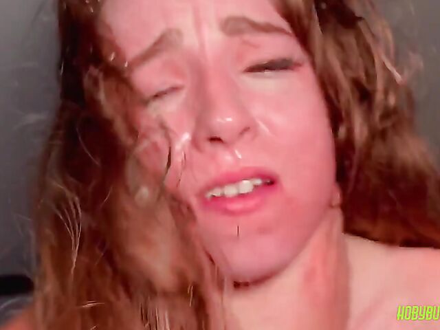 Rough deepthroat on a leash and hardcore fuck with Brooke Johnson