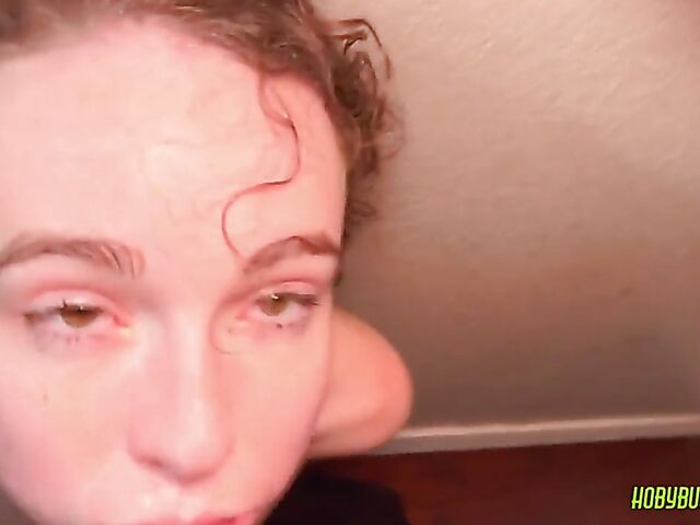 Rough deepthroat on a leash and hardcore fuck with Brooke Johnson