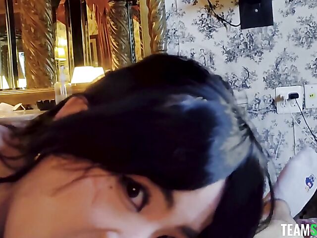 Shaved asian POV blowjob and fuck with Jooni Kim