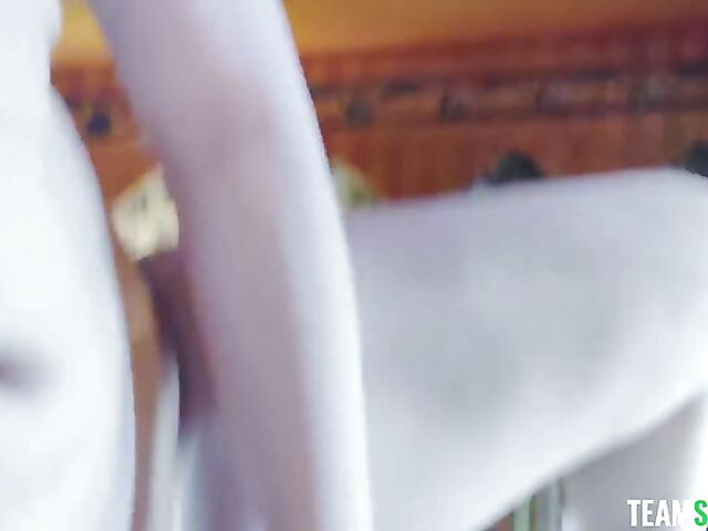 Shaved asian POV blowjob and fuck with Jooni Kim