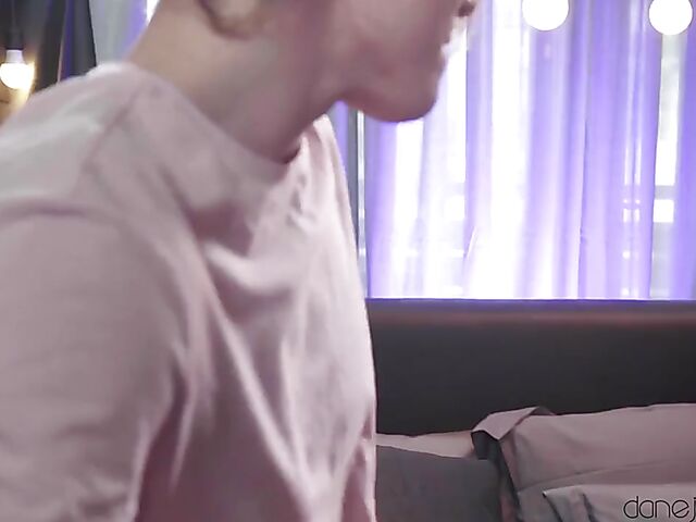 Slim brunette in black stockings Lexi Dona is horny