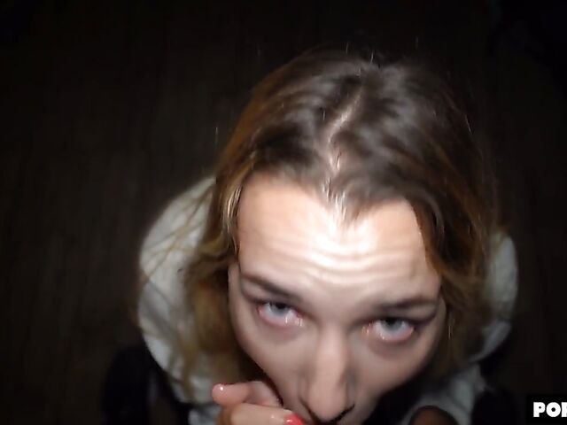 POV doggystyle after blowjob in the dark with Mona Blue