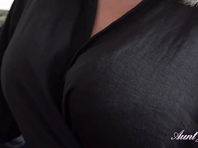 Auntie Tigger's mature big tits and shaved cunt for you