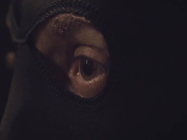 Blindfolded Sybil having passionate sex with a masked robber