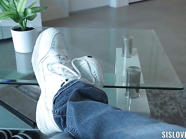 POV ebony Lacey London gets her shaved black pussy penetrated