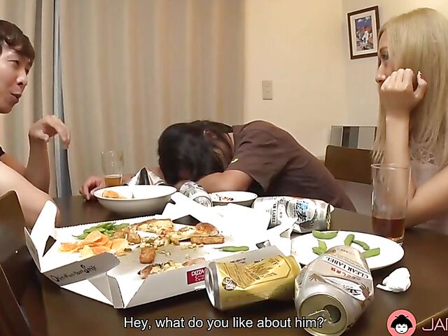 Mary Hayakawa's Japanese shaved pussy fucked after dinner