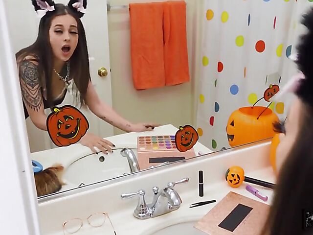 POV anal on Halloween with tattoo-covered catgirl Maddy May