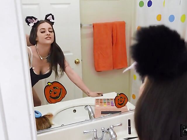 POV anal on Halloween with tattoo-covered catgirl Maddy May