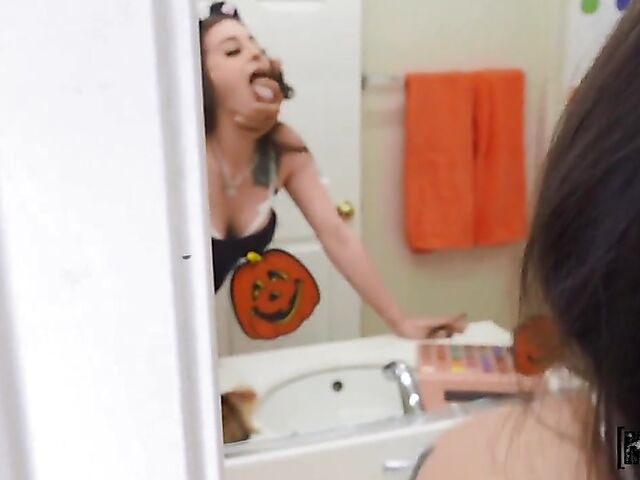 POV anal on Halloween with tattoo-covered catgirl Maddy May