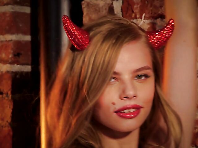 Red boots solo with skinny devil girl Tabitha Elm