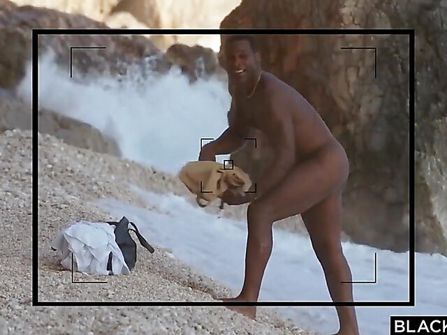 Interracial beach sex with sexy photographer Mary Popiense