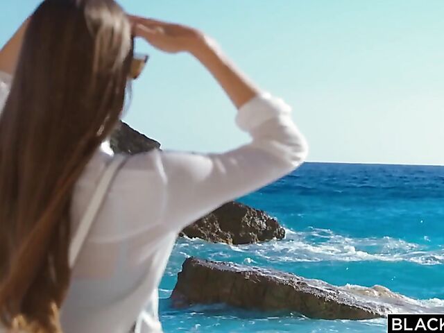 Interracial beach sex with sexy photographer Mary Popiense