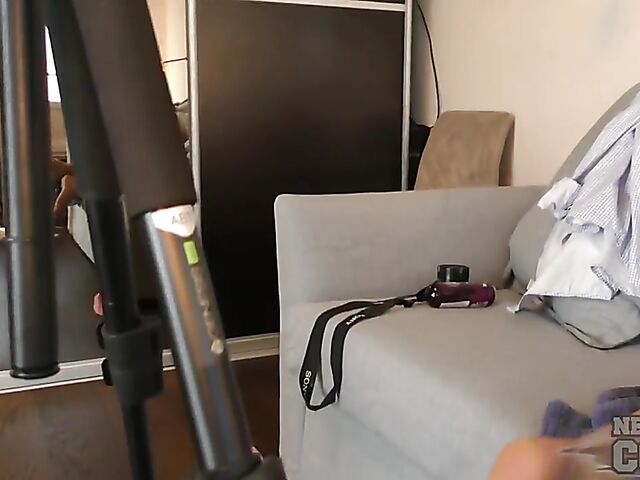 Hairy dildo addict Rosie fucks herself with a glass one