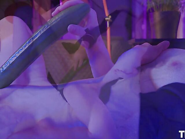 Cucumber blowjob and masturbation orgasm with Ginger Mary