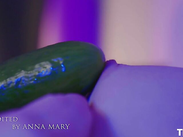 Cucumber blowjob and masturbation orgasm with Ginger Mary