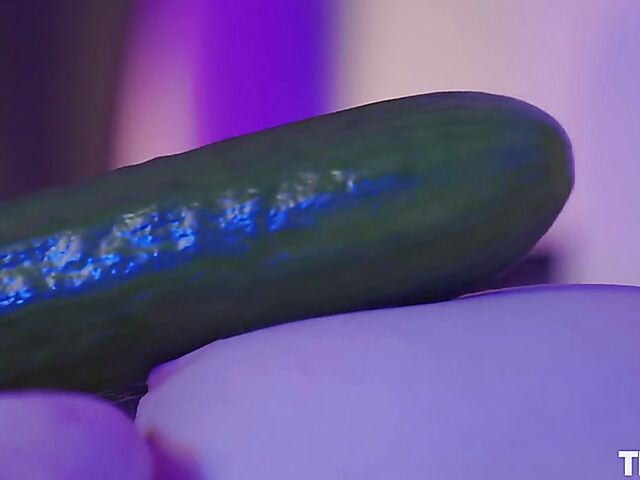 Cucumber blowjob and masturbation orgasm with Ginger Mary