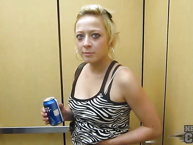 Naughty amateurs Charil and Trinity flashing tits in public