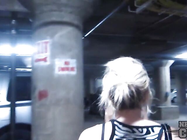 Naughty amateurs Charil and Trinity flashing tits in public