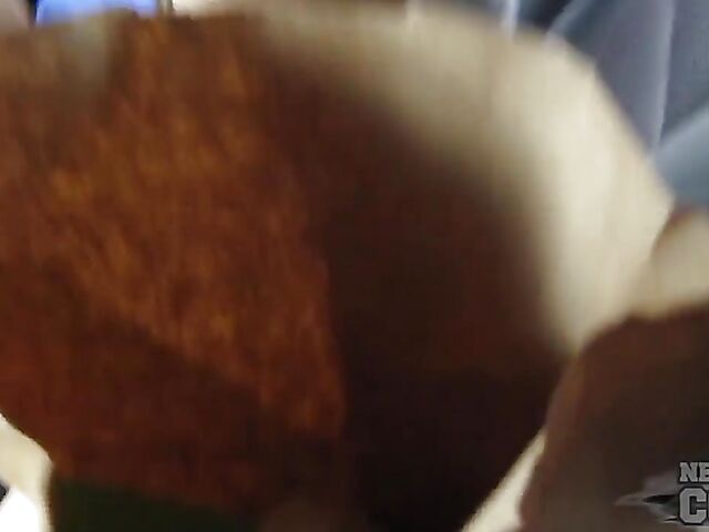 Naughty amateurs Charil and Trinity flashing tits in public