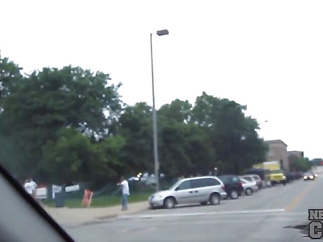 Naughty amateurs Charil and Trinity flashing tits in public