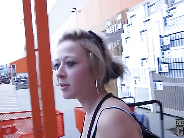 Naughty amateurs Charil and Trinity flashing tits in public