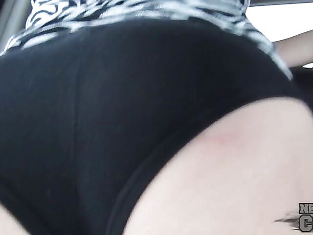 Naughty amateurs Charil and Trinity flashing tits in public