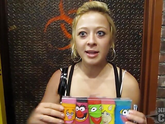 Naughty amateurs Charil and Trinity flashing tits in public