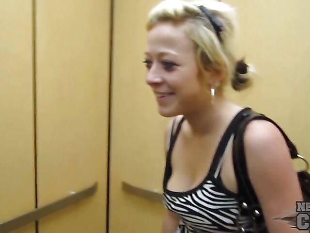 Naughty amateurs Charil and Trinity flashing tits in public