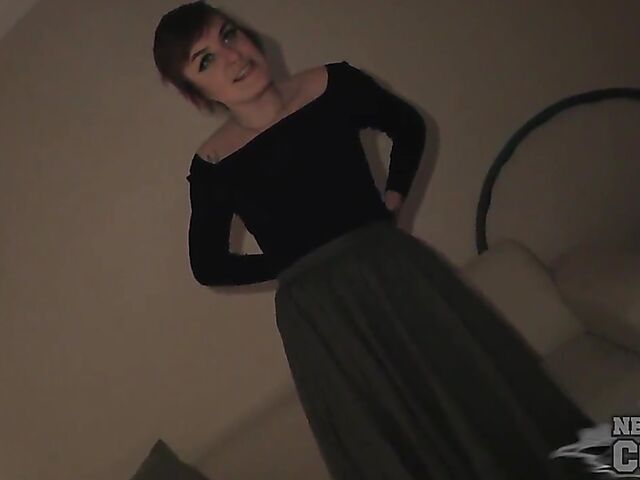 Gothic hairy amateur masturbating in the dark and her name is Brille