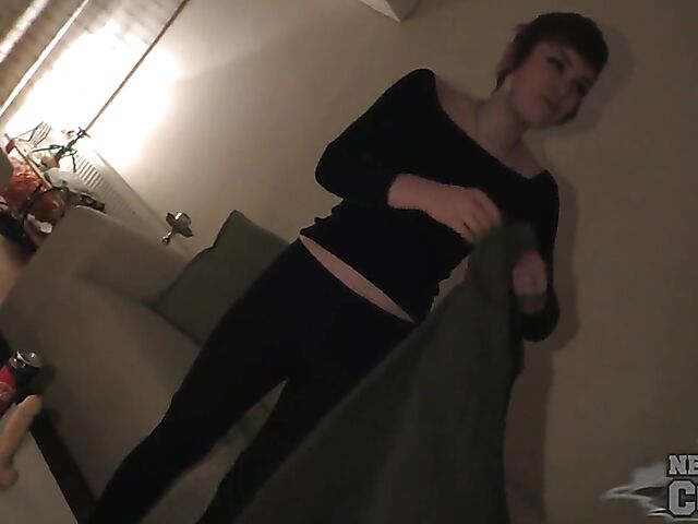 Gothic hairy amateur masturbating in the dark and her name is Brille