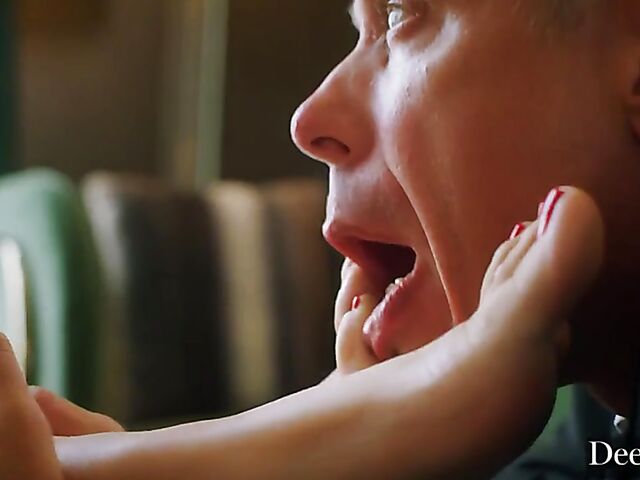 Blair Williams' lovely feet and trimmed pussy drive Mick Blue crazy