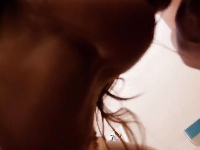 Nicole Love's POV threesome with two men on the couch