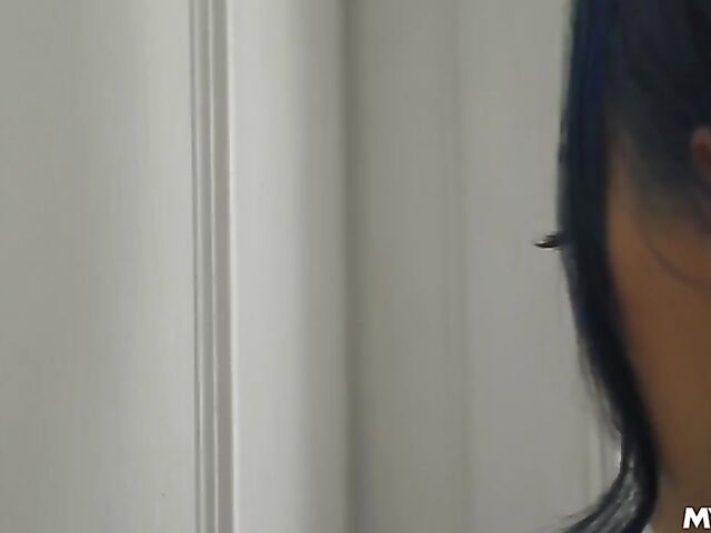 Blue-haired horny MILF Eve Marlowe wants him to cream her pussy