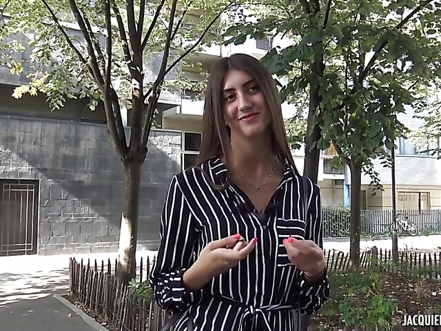 18-year-old teen French girl Lina takes three cocks