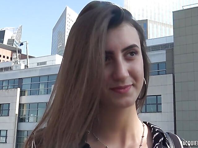 18-year-old teen French girl Lina takes three cocks