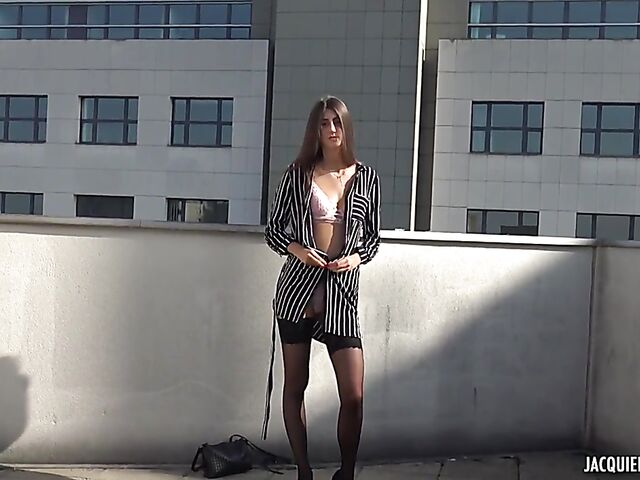 18-year-old teen French girl Lina takes three cocks