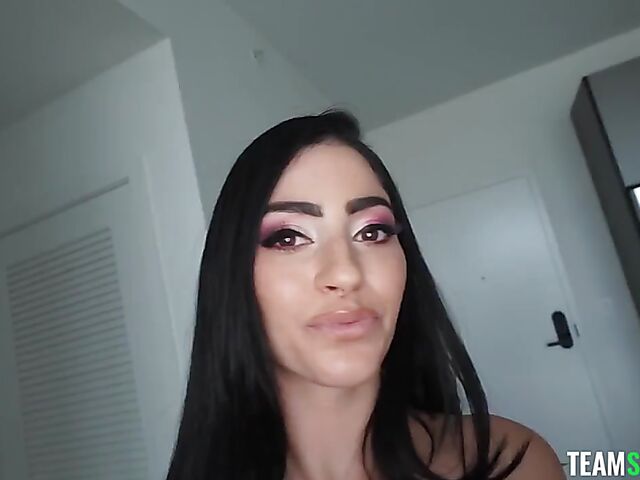 Pink mini dress fuck POV with seductive latina Jasmine Vega