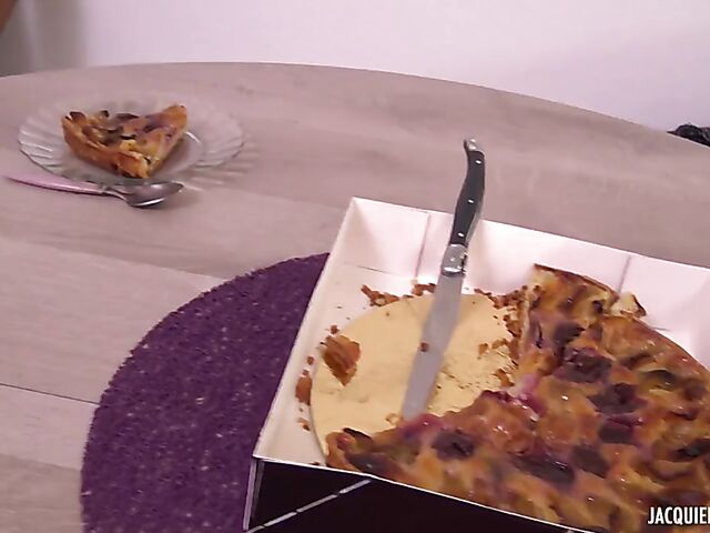 30-year-old Sonia in black stockings threesome