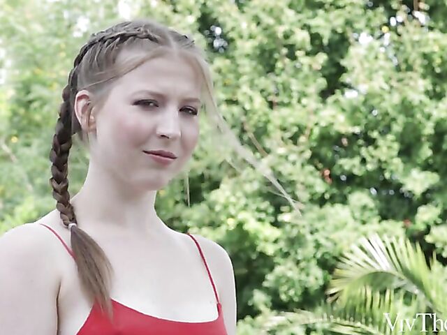 Young lesbians Sonya Blaze and Martha get horny outside