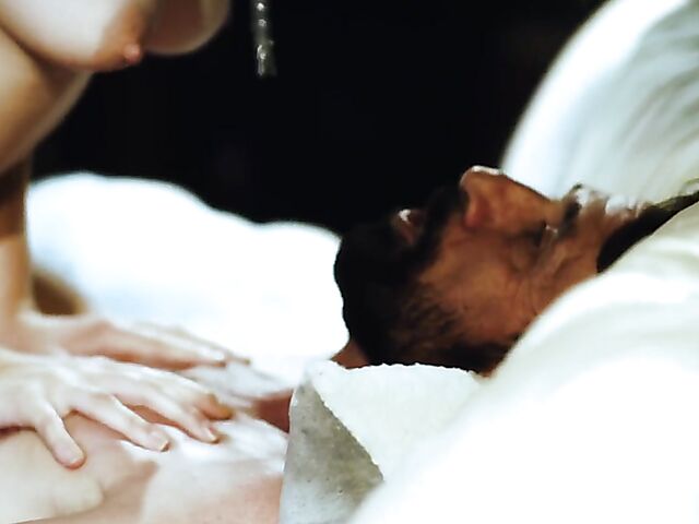 Old man and young girl bedroom fuck with Freya Parker and Steve Holmes